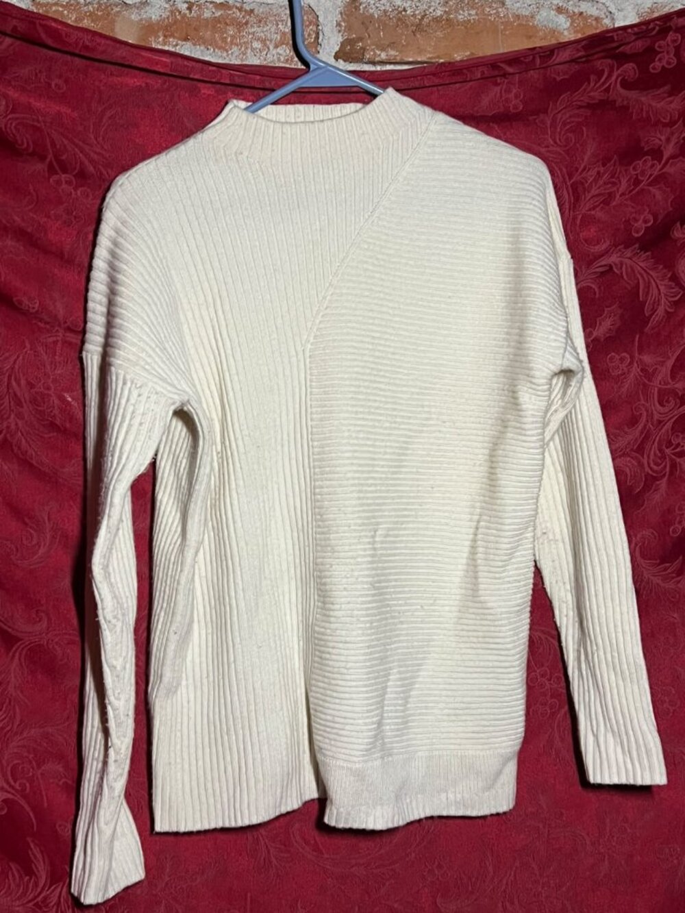 J.McLaughlin Ribbed Mock Neck Long Sleeve Sweater Cream Size M